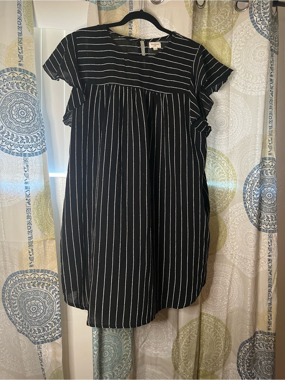 Cost Plus World Market Black and White Striped Women’s Casual Dress